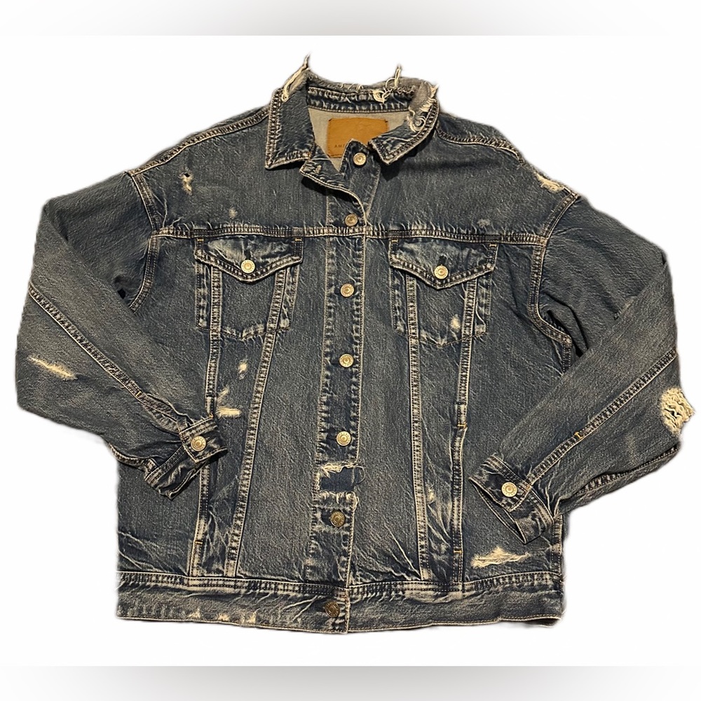 American Eagle Denim Distressed Jacket Women’s Size Small Like New Worn Once 90s